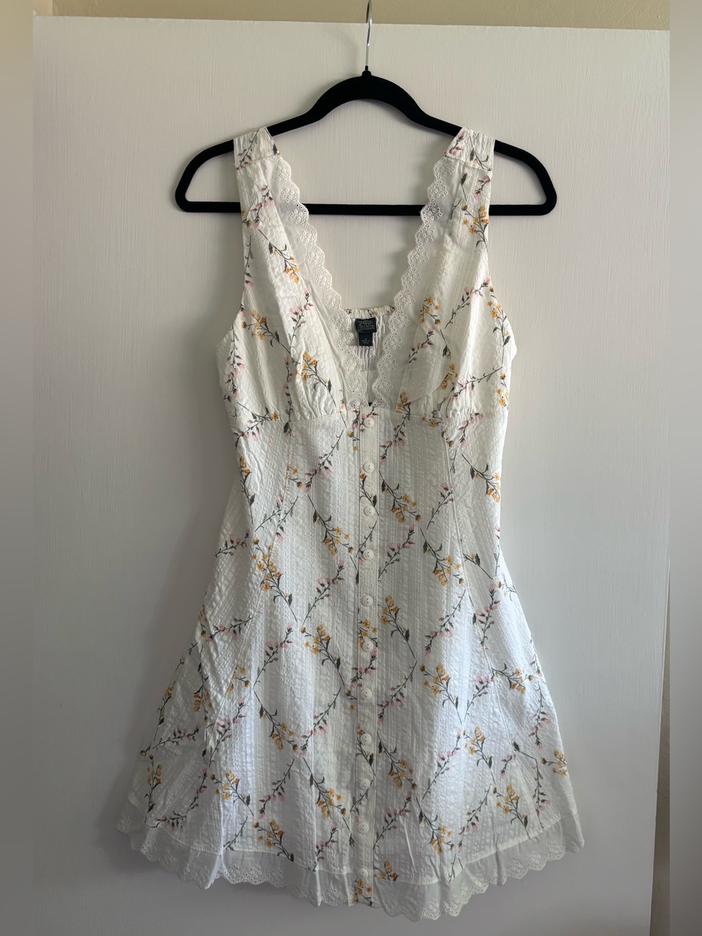 Wild Fable White Floral Lace-Trim Mini Dress
